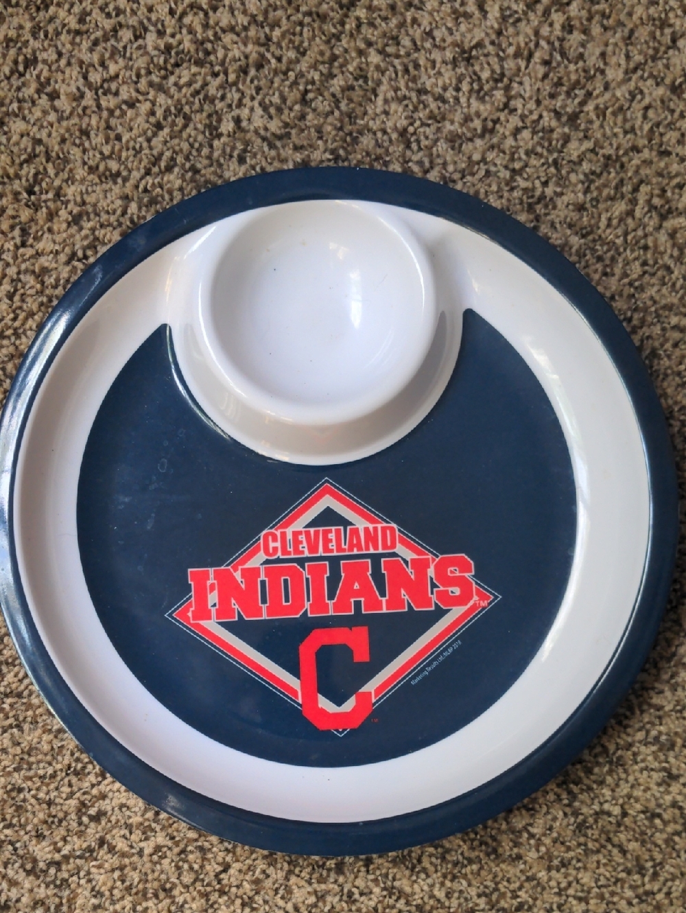 NWT Cleveland Indians Guardians Baseball MLB Game Snack Tray with Dip Bowl